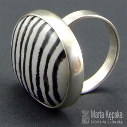 srebrny pierścionek,biżuteria z ceramiką, - Pierścionki - Biżuteria