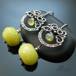 misterne,wiosna,wire-wrapping,jadeit - Kolczyki - Biżuteria