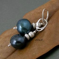 srebrne kolczyki z perłami seashell - Kolczyki - Biżuteria