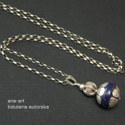 kobiecy naszyjnik,efektowny,lapis lazuli,srebro - Naszyjniki - Biżuteria