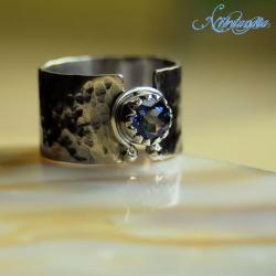 pierścionek z topazem Mystic,srebrny,szeroki - Pierścionki - Biżuteria