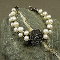 bransoleta,srebro,perły - Bransoletki - Biżuteria