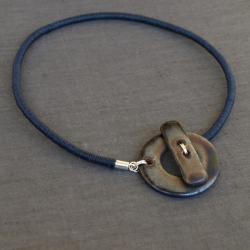 ceramiczny naszyjnik z lnem - Naszyjniki - Biżuteria