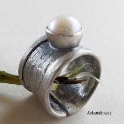 srebro oksydowane perła naturalna - Pierścionki - Biżuteria