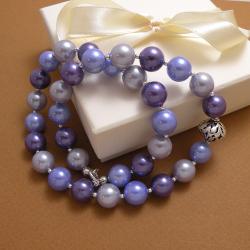 naszyjnik,perły,seashell,fioletowy,elegancki, - Naszyjniki - Biżuteria