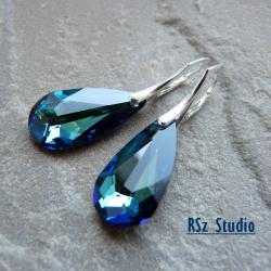 kolczyki z kryształami Swarovski,bermuda blue - Kolczyki - Biżuteria