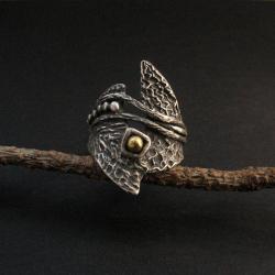 srebro i złoto,pierścień,fiann,handmade - Pierścionki - Biżuteria