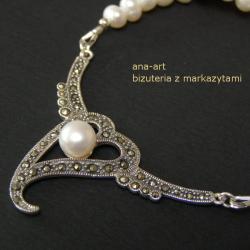 elegancki naszyjnik,markazyty,perły - Naszyjniki - Biżuteria