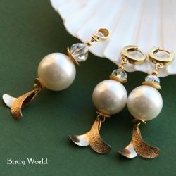kobiecy komplet z perłami seashell i kryształami - Komplety - Biżuteria