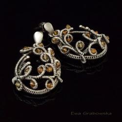 turmalin,srebro,wire-wrapping - Kolczyki - Biżuteria