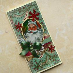 Boże Narodzenie,Mikołaj,retro,unikatowa kartka - Kartki okolicznościowe - Akcesoria