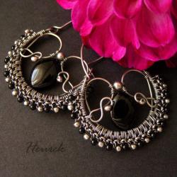 eleganckie,czarne,srebrne,kolczyki - Kolczyki - Biżuteria