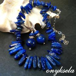 niebieski,naturalny - Komplety - Biżuteria
