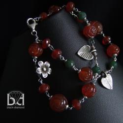 ukwiecona bransoletka,rzeźbione minerały - Bransoletki - Biżuteria