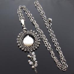 naszyjnik wire wrapping,naszyjnik z perłami - Naszyjniki - Biżuteria