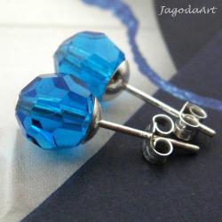 ekskluzywne,sztyfty,Swarovski,Capri blue,kobiece - Kolczyki - Biżuteria