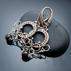 srebro,misterne,koronka,wire-wrapping,kolczyki - Kolczyki - Biżuteria