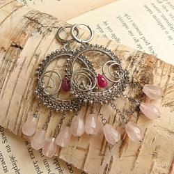 kobiece,romantyczne,misterne,różowe,wrapping - Kolczyki - Biżuteria
