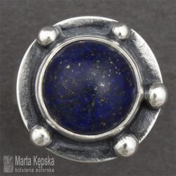 srebrny pierścionek z lapisem,lapis lazuli - Pierścionki - Biżuteria