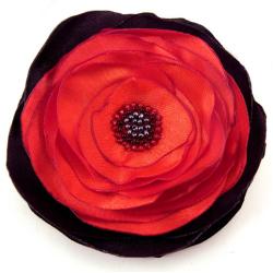 broszka,sztyna,czerwona,czarna,kwiaty polskie - Broszki - Biżuteria
