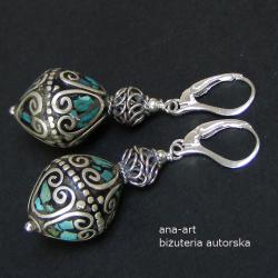 kolczyki z nutką orientu,turkus,srebro - Kolczyki - Biżuteria