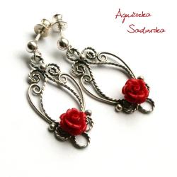 romantyczne,kobiece,kwiaty,róże,filigranowe - Kolczyki - Biżuteria