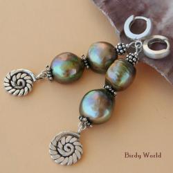 orientalne kolczyki z perłami - Kolczyki - Biżuteria