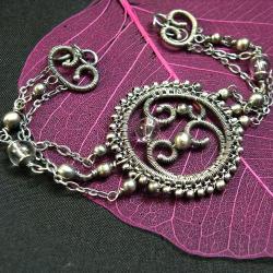 srebrna bransoletka,wire-wrapping, - Bransoletki - Biżuteria