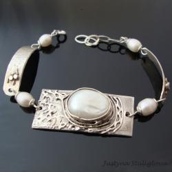 srebro,art clay,perły - Bransoletki - Biżuteria