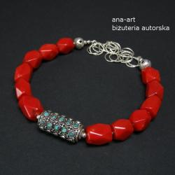 elegancki,kobiecy,czerwony koral - Naszyjniki - Biżuteria