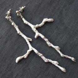 kolczyki gałązki,artclay,długie,unikatowe - Kolczyki - Biżuteria