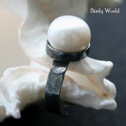 pierścionek z naturalną perłą - Pierścionki - Biżuteria
