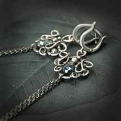 szafir,srebro,niebieski,kolczyki,wire-wrapping - Kolczyki - Biżuteria