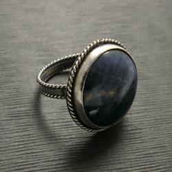 pierścionek,niebieski,sodalit, - Pierścionki - Biżuteria