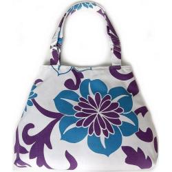 torebka w kwiaty turkus i fiolet,oryginalna, - Na ramię - Torebki