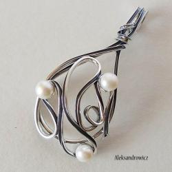 srebro oksydowane perła naturalna - Wisiory - Biżuteria