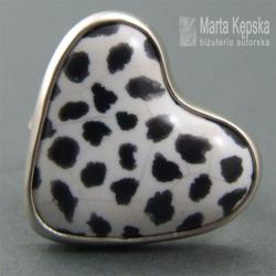 ceramiczny,srebrny pierścionek,serce, - Pierścionki - Biżuteria