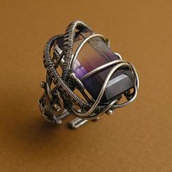 pierścionek,misterny,wrapping,ametyst,fioletowy - Pierścionki - Biżuteria