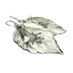 srebrne kolczyki z naturalnymi liśćmi - Kolczyki - Biżuteria