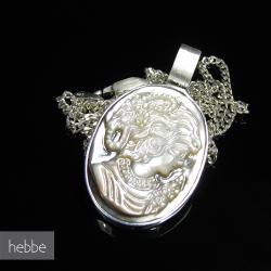 srebrny wisior z kameą - Wisiory - Biżuteria