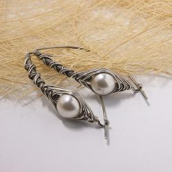 Urocze kolczyki srebrne z perłami swarovski - Kolczyki - Biżuteria
