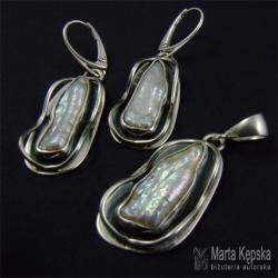 srebrne komplet z perłami - Komplety - Biżuteria