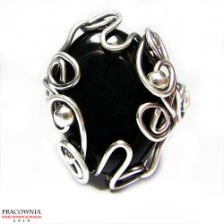 srebrny,onyks,pierścień,pierścionek - Pierścionki - Biżuteria