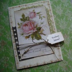 romantyczna kartka,róża,vintage - Kartki okolicznościowe - Akcesoria