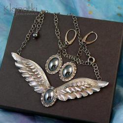 skrzydła,anioł,metaloplastyka,autorski,orygina - Komplety - Biżuteria