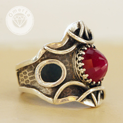pierścień,rubin,omerta,królewski,srebro - Pierścionki - Biżuteria