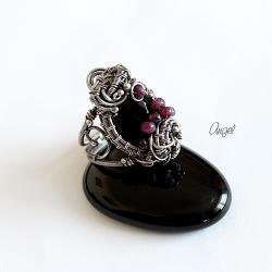 czarny,pierścionek,ekskluzywny,rubin,angel - Pierścionki - Biżuteria