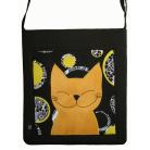 Na ramię kot,księżyc,czarny,żółty,autorska torba