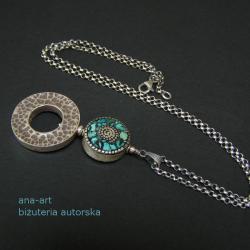 oryginalny naszyjnik z turkusem,srebro młotkowane - Naszyjniki - Biżuteria