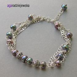 piękna bransoleta,z pereł,perły,srebro,bali - Bransoletki - Biżuteria